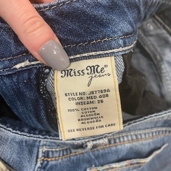 Miss Me Women's‎ Embroidered Ankle Boyfriend Denim Jeans Size 25 - Picture 7 of 10